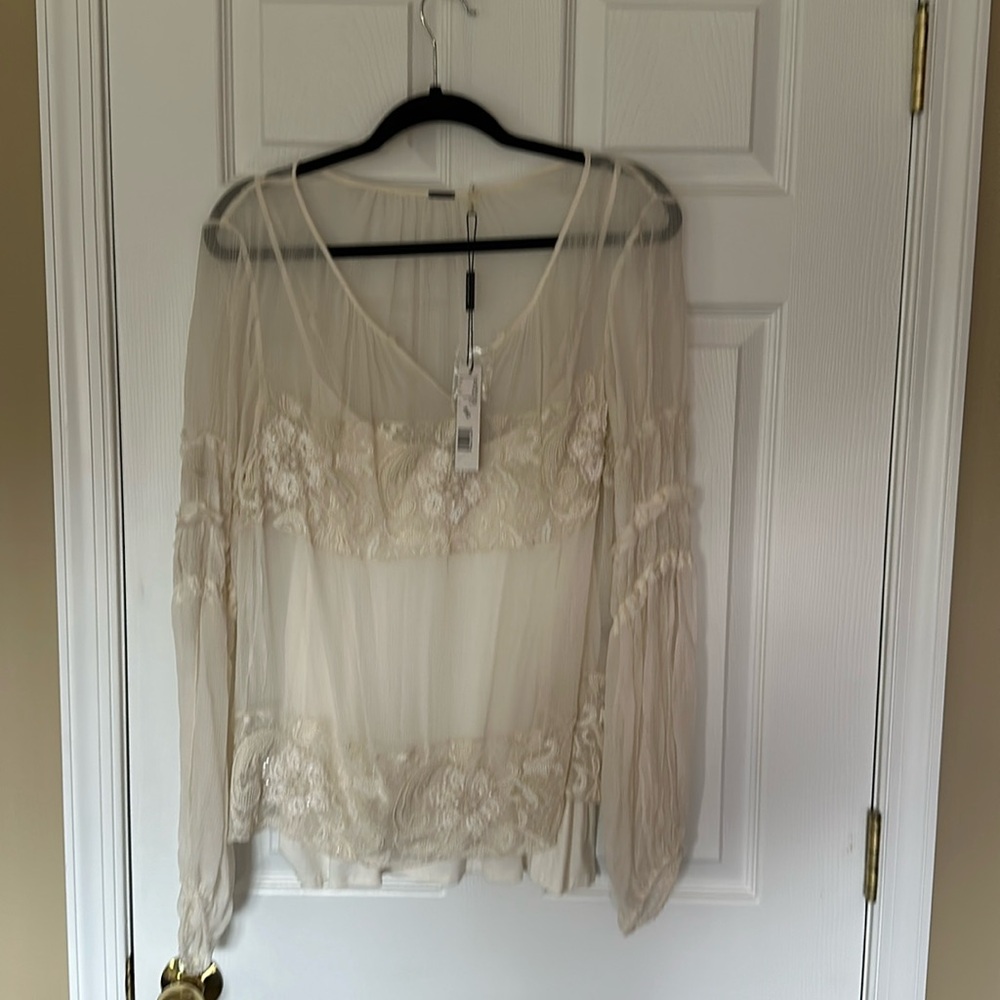 Ellie Tahari, top with camisole underneath and pearl and beaded detail